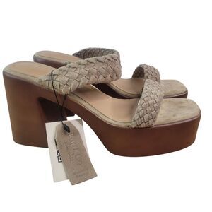 Rag & Co. Misaki Woven Suede Slip On Platform Sandals‎ Beige Size 10